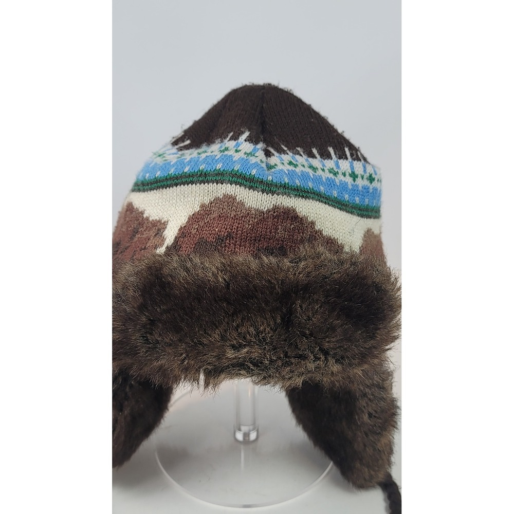 Vintage Mossimo Brown Grizzly Bear Mountain Trapper Hat Faux Fur Ear Flap OS - Picture 3 of 7
